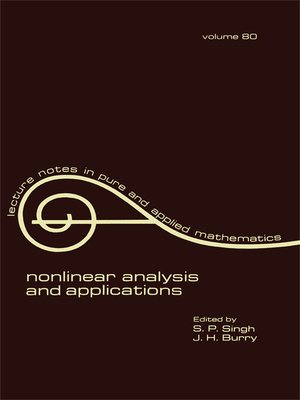 cover image of nonlinear analysis and applications